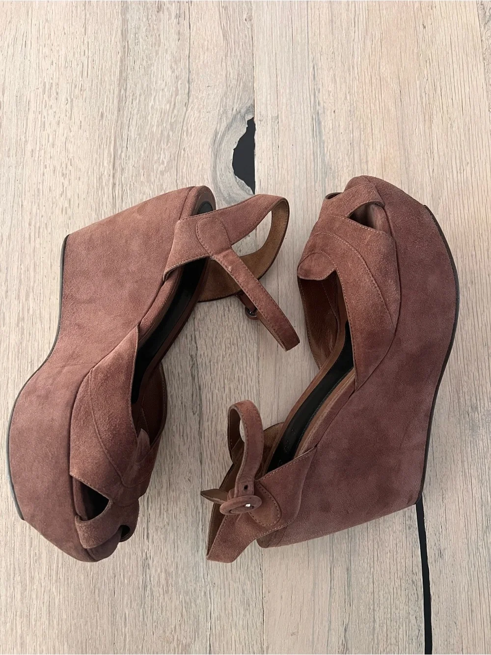 MARNI⚡️Brown suede platform wedge buckle ankle strap sandals size 39EU/9US